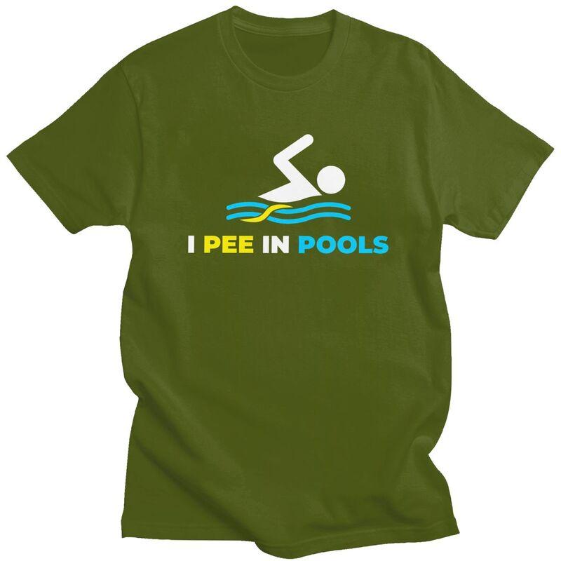Individuelles Mode Lustiges Schwimmen Ich Pisse in Pools T-Shirt Herren Kurzarm-T-Shirts Streetwear Tee 100% Baumwolle Übergroßes T-Shirt Geschenk
