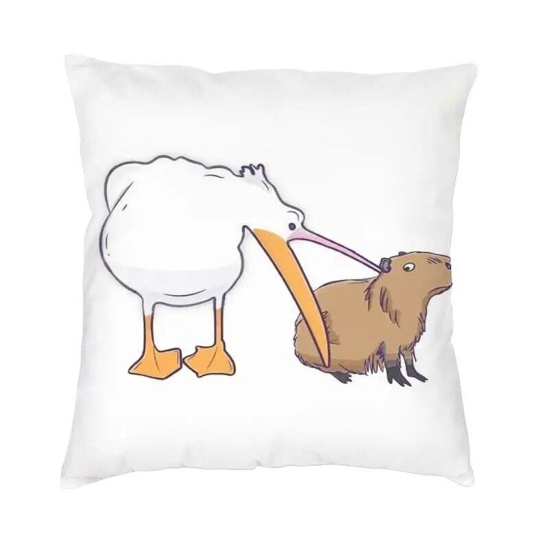 Capybara Try Eating Cushion Cover Nordic Pillow  for Car Sofa Printed
