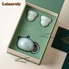 Ru Kiln Sky Blue Tea Set Complete Set Elegant Tea Ceremony Set Household Teapot And Tea Cup Set Chinese Tea Set Collection Gift