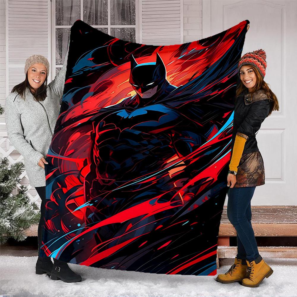 1pc Batman, Superhero Outdoor Flannel Throw Blanket Soft, Lightweight & Warm