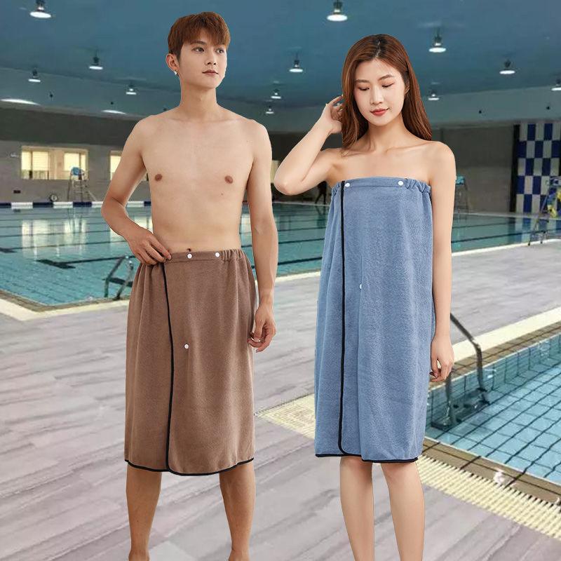 Bath towel couple style one pair of 2pcs men and women can wear or wrap bath skirt home absorbent no lint plus size bathrobe