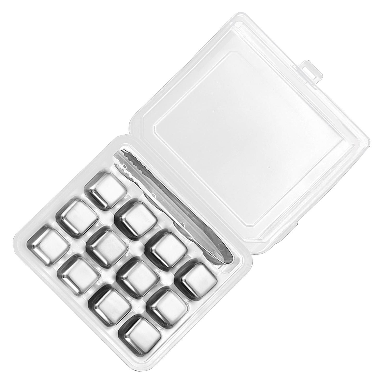 

Набор из 12 охлаждающих камней из нержавеющей стали 304, кубиков льда со щипцами, винных камней, металлический лед, подходит для вина и напитков