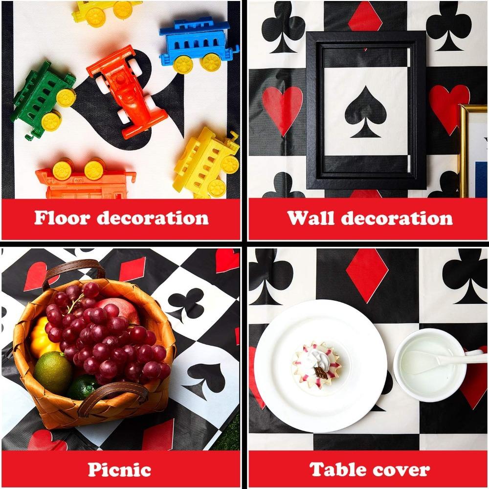 3pcs Poker Tablecloth Poker Theme Party Decorations Las Vegas Table Cover Poker Table Runner for Playing Card Birthday Party Favors Supplies