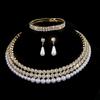 Bridal Pearl Full Diamond Necklace Necklace Diamond Imitation Pearl Bracelet Earrings Necklace Set Women