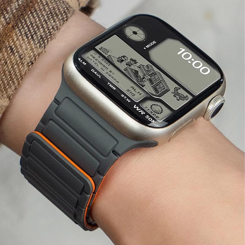 Magnetic Loop For Watch Bands 44mm 40mm 49mm 45mm 41mm 38mm Silicone Bracelet iWatch Series11 10 9 8 7 6 Se Ultra 3 Strap
