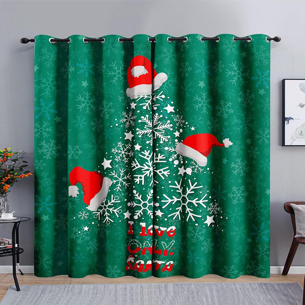 

Santa Claus Lantern 3D Digital Printing Window Curtains, Bedroom, Living Room, Christmas Curtains, 2 Panels 100W160H(CM)40x63in&Grommet Top