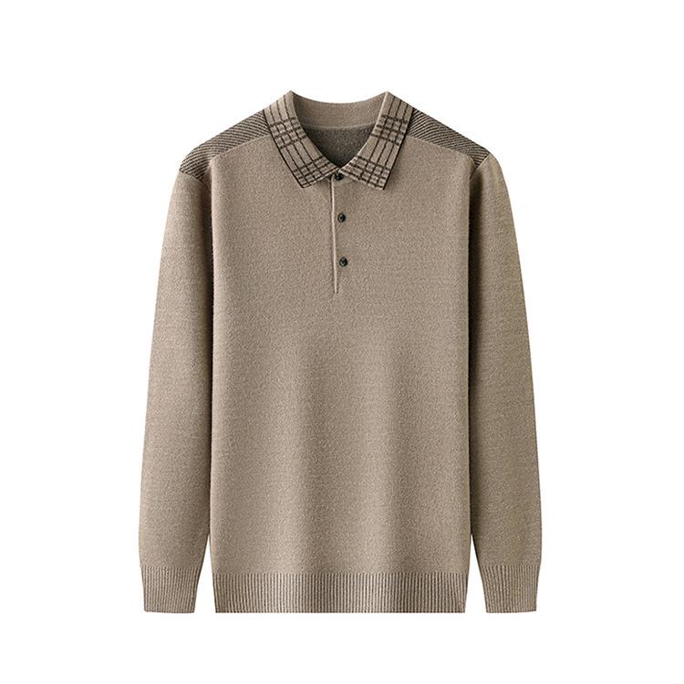 

2025 Men s Autumn/Winter Knit Lapel T-shirt - Dad Style XL верблюд