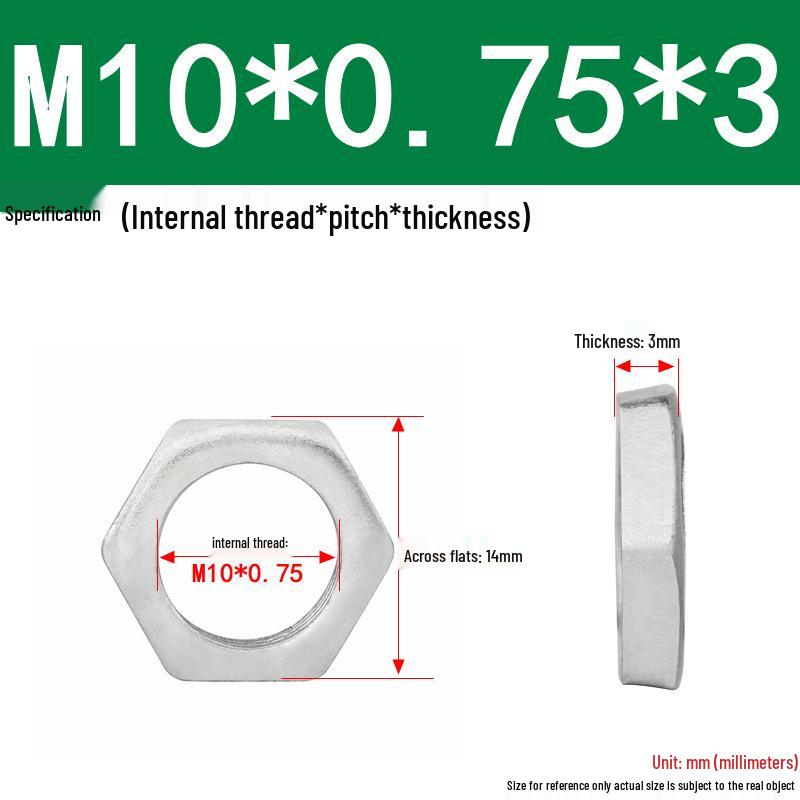 GB808 White Zinc Hex Thin Nut, Fine Thread, Lamp-Type, M6-M30