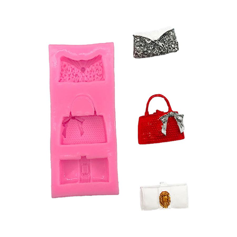 2 Stück 3D Silikon Kuchenformen Damen Handtaschen Design für Fondant Gumpaste Schokolade Rand Dekoration Backzubehör