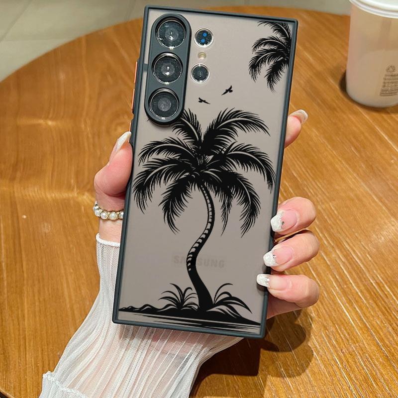 

Ощущающий кожу матовый чехол для телефона Samsung S23 FE S22 Ultra S21 Plus A54 Note 20 Противоударный чехол с бабочкой и кокосовой пальмой с цветочным узором из роз с мягкими краями Samsung S23 Ultra