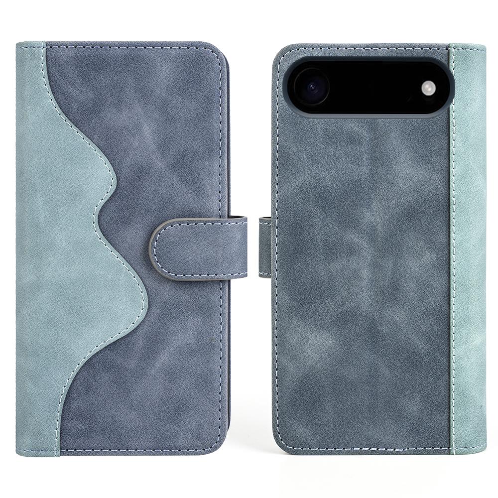 For iPhone 17 Air Wallet Case Leather Phone Cover Splicing Color