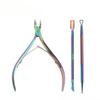 Cuticle Scissor Nail Cuticle Pusher Tweezer Rainbow Cutter Nipper Clipper Dead Skin Remover Manicure Nail Art Tool