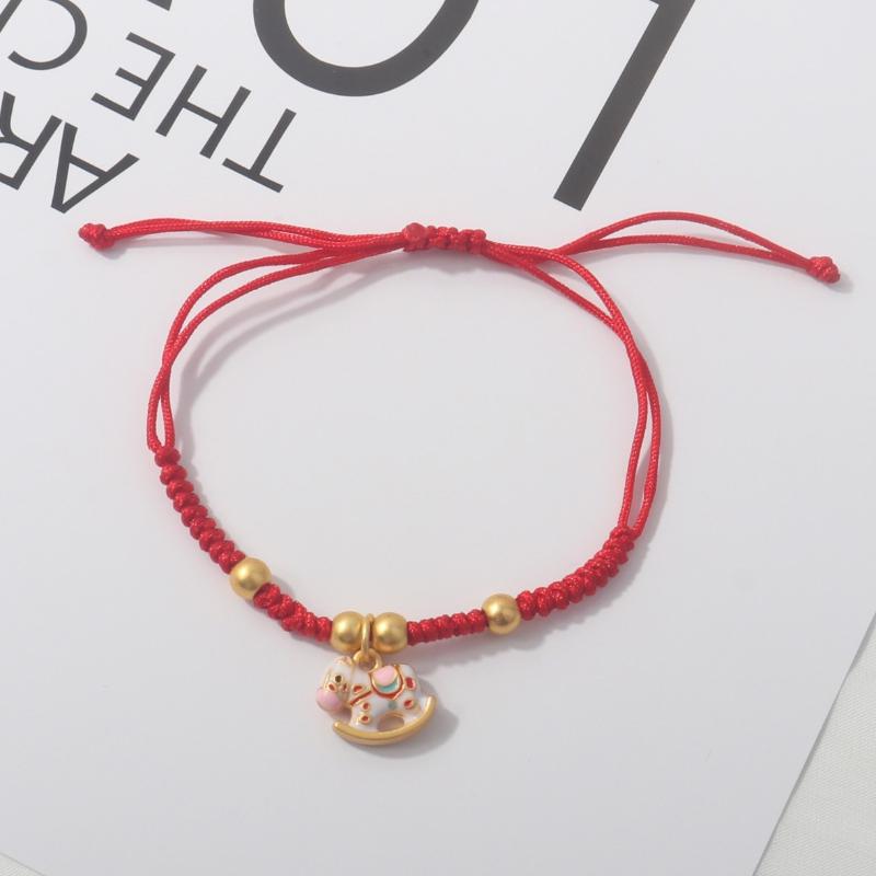 2026 Horse Year Lucky Red Rope Bracelet Chinese Style Zodiac Horse Braided Bracelet Women Fashion Jewelry