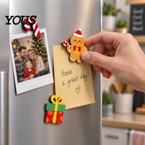 Winter Festival Decorations 12Pcs Christmas Fridge Magnet Set, Soft Magnetic Decals with Office Filing Cabinet Magnets Santa/Snowman/Reindeer/Wreath