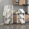 Kitchen Storage Rack Multi-layer Folding Storage Rack Portable Household Movable Wheeled Small Cart Bookshelf Oven Moving Shelve