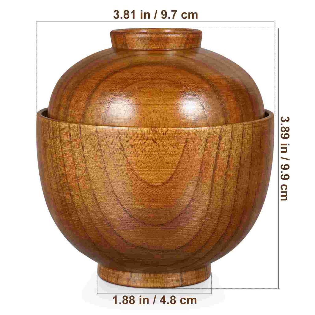 2 Pcs Ceramics Wooden Bowl with Lid Fettuccine Pasta Ramen Japanese Noodle Bowls