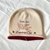 Pegasus double-layer crimped embroidery stacking hat women's autumn warm and cold-proof face small hat knitted headgear cold hat