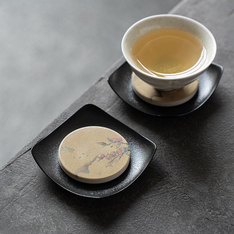 New Chinese Style Water Suction Tea Coasters Creative Pattern Coasters Antique Anti-scald Home Kung Fu Tea Ceremony Accessories