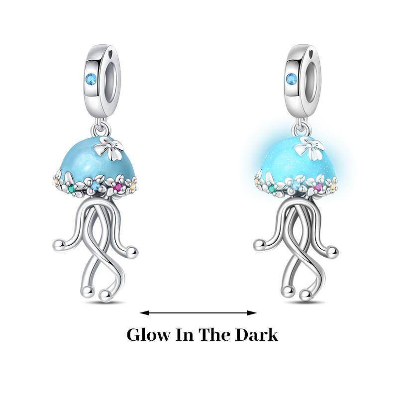 925 Silver Plated Fireflies Butterfly Stars Luminous Charms Beads Fit 3mm 925 Original Bracelets DIY Jewelry Gift