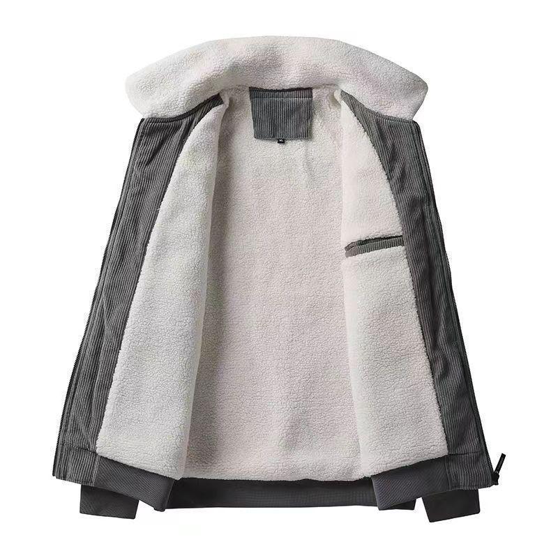 Chaqueta Cárdigan Unisex de Pana con Cremallera y Forro de Terciopelo Plus Otoño/Invierno 2025
