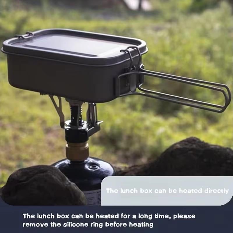 Lightweight Titanium Lunch Box with Foldable Handle, Leakproof Design Ideal for Camping, Hiking, and Outdoor Adventures