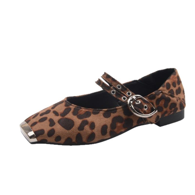 2025 Women Ballet Flats Shoes Shallow Mouth Autumn Loafers Ballerinas New Fall Leopard Retro Dress Tabis Shoes Zapatos De Mujer