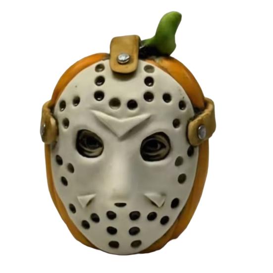 Pumpkin Face Sculpture Spooky Ghost Face Resin Pumpkin Figurine Halloween Tabletop Decoration for Indoor Outdoor Patio Home Decor