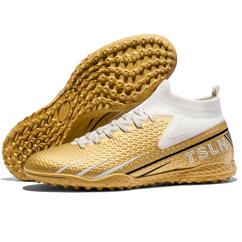 

Men s Large Size High -top Football Shoes Short Nail Nail Non -slip TPR Artificial Captain Outdoor Children s Football Boots 46 золотой