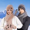 Glove Scarf Three Piece Set Winter Outdoor With Fleece Insulation Ear Protection Knitted Yarn Wool Hat Men Female
