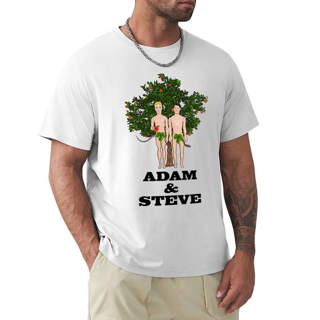 Gay Adam & Steve! Funny, Lgbt Design/Gay Art! Queer Art! T-Shirt Plus Sizes Anime Clothes Vintage T Shirt Men