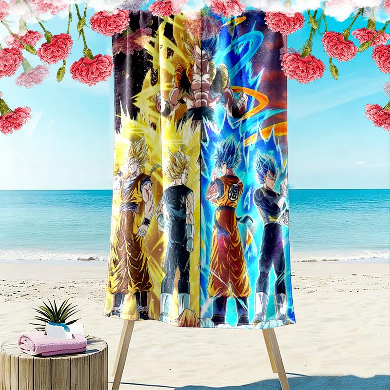 Dragon Ball Super Print Beach Towel, Large Soft Quick Dry Towel for Beach Camping Swimming