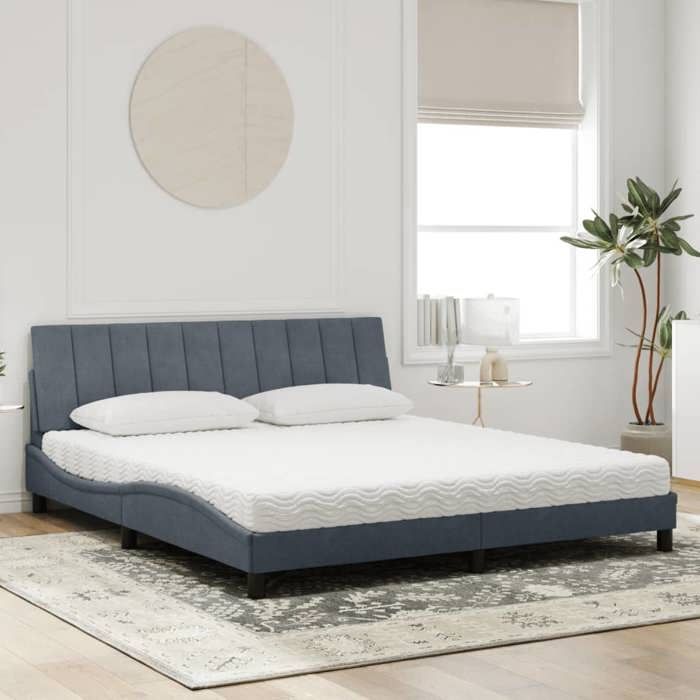 VidaXL Bed with Mattress Dark Grey 180x200 Cm Velvet 3208611