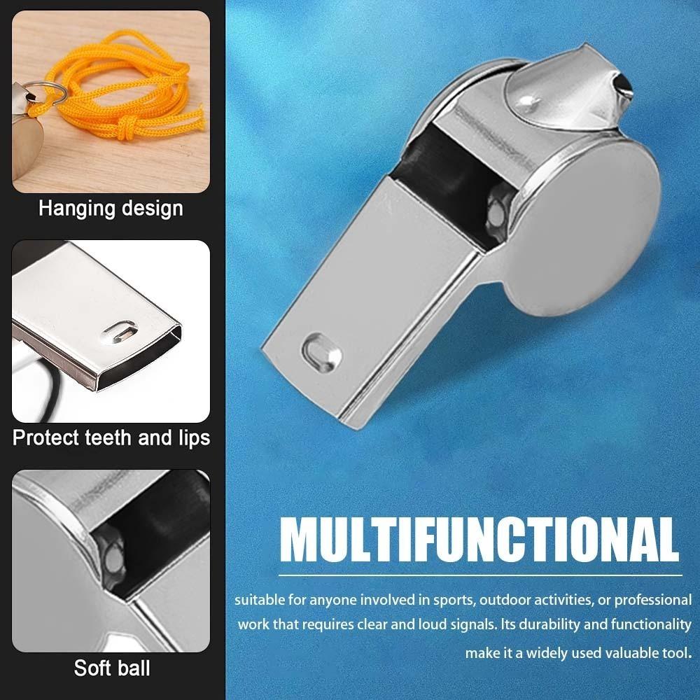 1Pc Stainless Steel Sports Whistles with Lanyard - Loud Crisp Sound for Coaches Referees And Officials