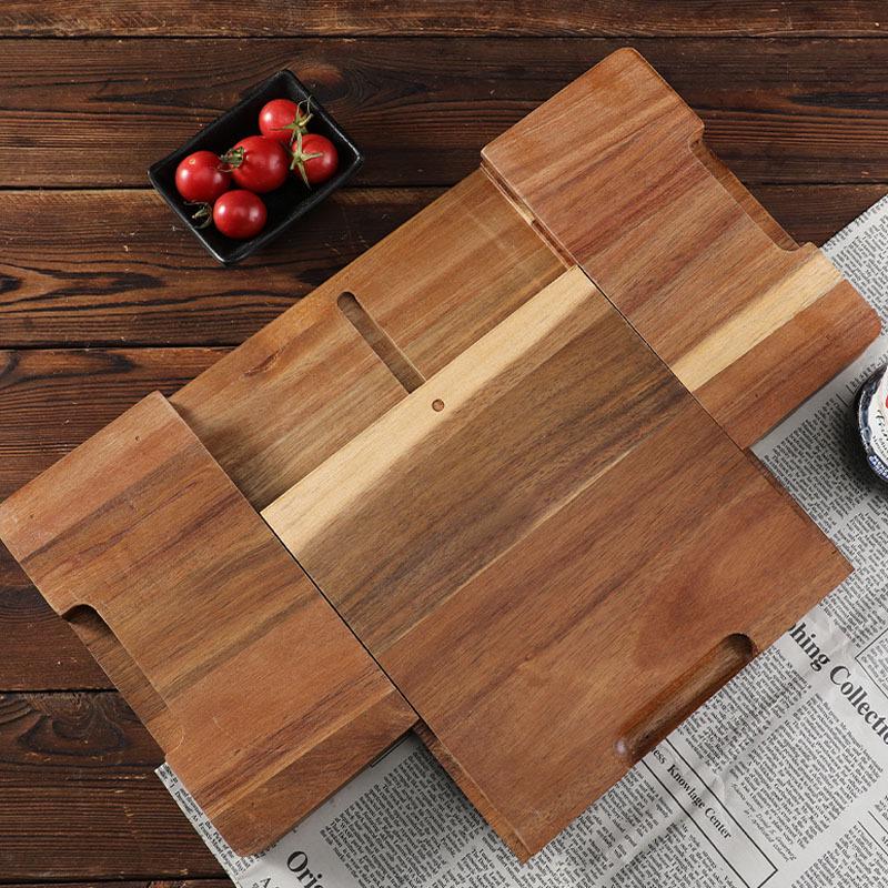 Square Acacia Wood Cheese Board & 4-Piece Stainless Steel Cheese Knife Set