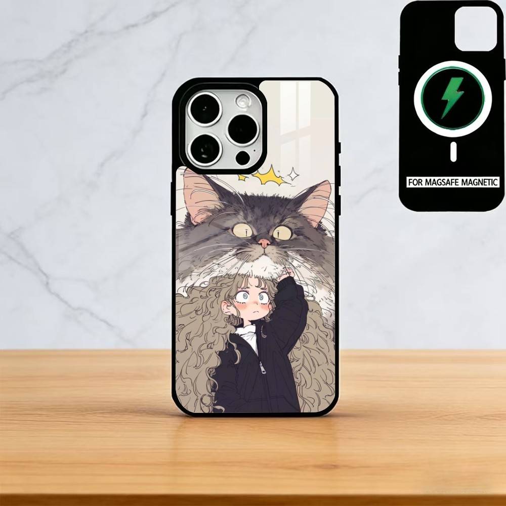 Chibi-Mädchen-Handyhülle für iPhone 17, 16, 15, 14, 13, 12, 11 Plus und Pro, magnetisch mit MagSafe-Ladefunktion