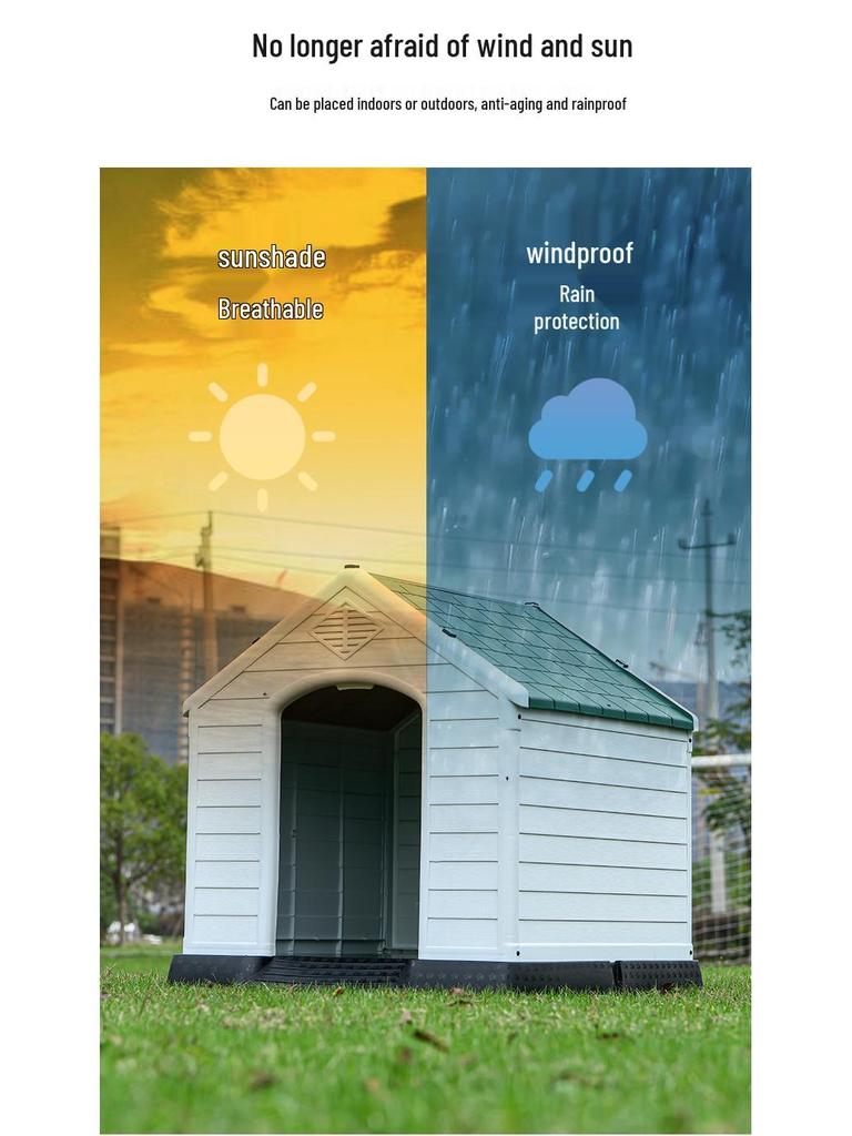 Golden Retriever Outdoor Plastic Dog House - Medium, Rainproof & Sunshade, Suitable for All Seasons.