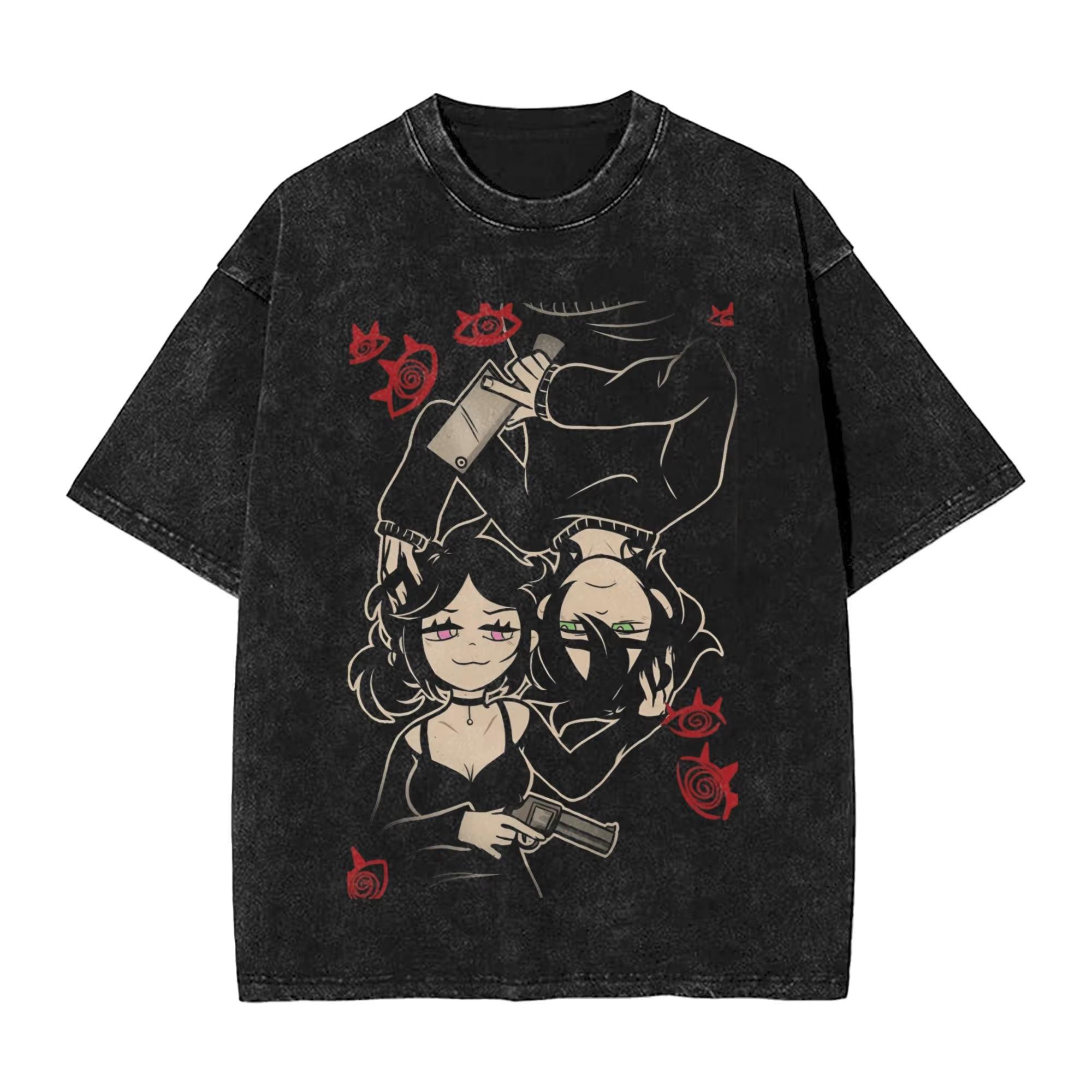 Spiel The Coffin of Andy and Leyley T-Shirt Lockere T-Shirts Kurzärmelig Tolle Oberteile Strand Y2K Baumwolle Übergroße T-Shirts L black