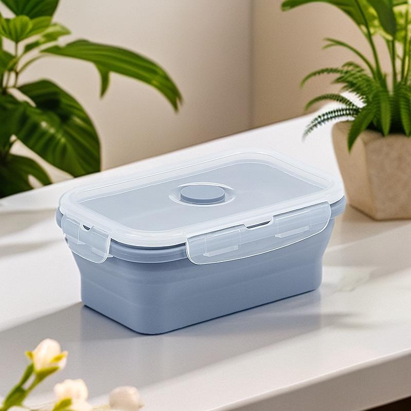 Collapsible Silicone Lunch Box Set: Microwave Steaming, Fresh-Keeping, 4-Piece Bento for Office & Picnic