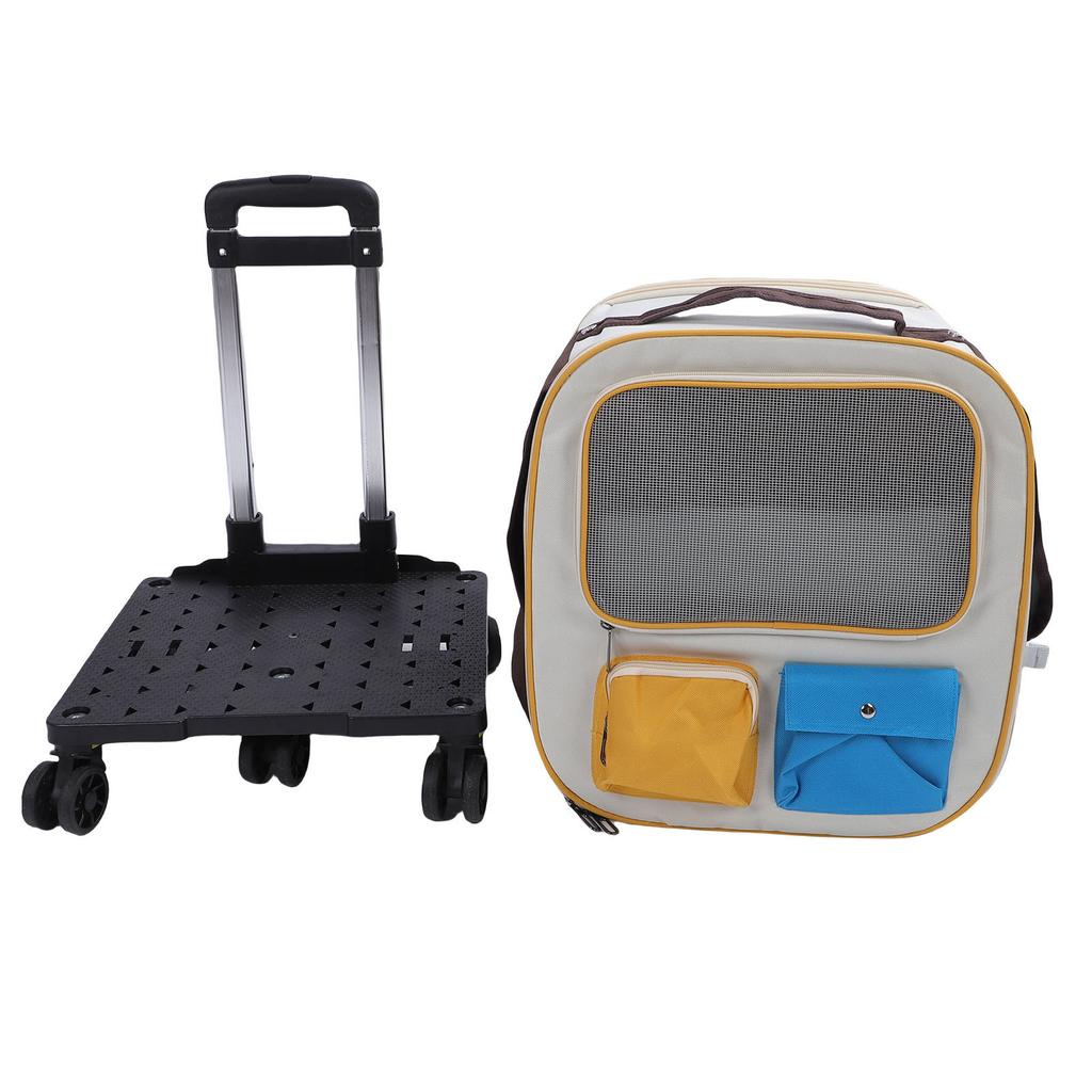 Pet Carrier Backpack with Wheels 2 in 1 Breathable Window Large Capacity Portable Rolling Cat Dog Carrier Bag for Travel