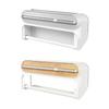 Magnetic Kitchen Roll Station with ABS Wrap Compartment, Sliding Cutter and Lower Aluminum Paper Towel Holder Rod