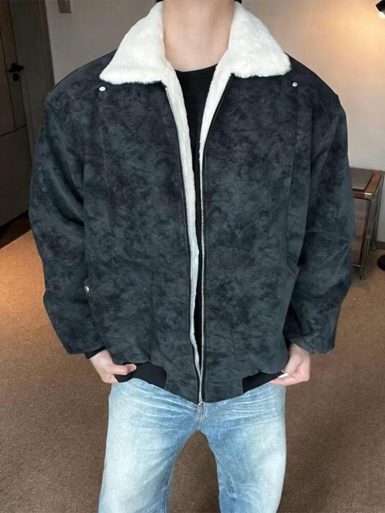 

Melaleuca Men s Winter PU Leather Thickened Lambswool Jacket 3XL чорний