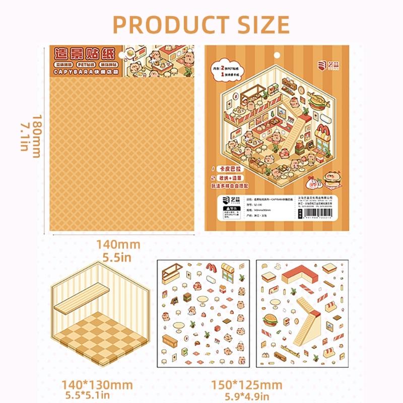 3D House Scene Sticker Miniature Simulated Cabin Scene Sticker for Scrapbooking Journal Notebook Photo Album Phone Case