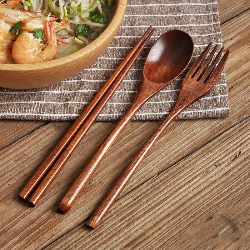 Portable Wooden Cutlery Set