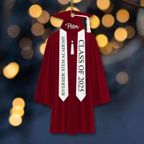 2D Personalized Graduation Ornaments Class of 2025 Graduation Gown Hanging Decoration Custom Name Year Acrylic Keepsake High School College Grad Gift