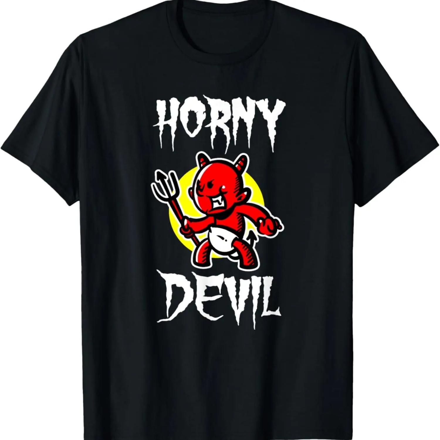 Horny Devil Sexy Sinner Cute Devil Adult Sinful Humor Funny T-Shirt S чёрный