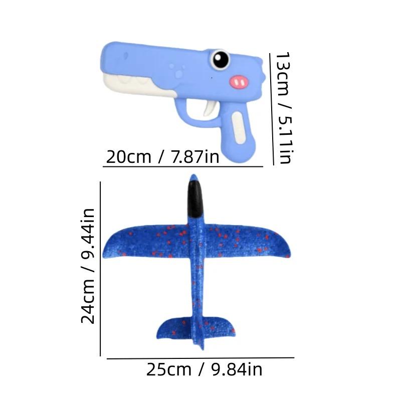 Foam Glider Airplane Launcher Toy, Dinosaur Catapult Gun Aircraft, Outdoor Flying Aircraft with Easy-Load Mechanism, Long Flight Distance Gliders