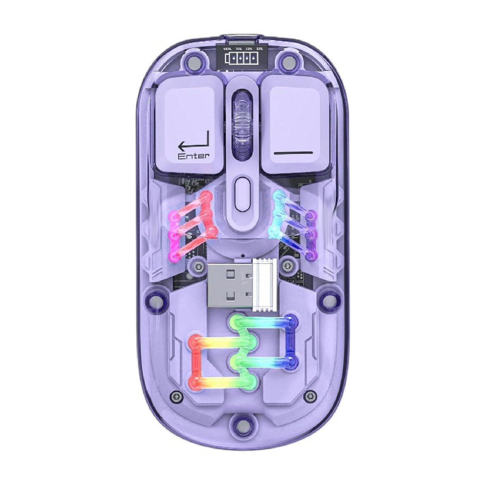 

Wireless Gaming Mouse with Transparent BT RGB Computer Mouse with Multiple Rechargeable Slient Mouse for Laptops and Tablets Shell, 5.0/2.4G Dual-Mode