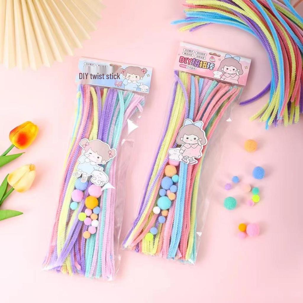100-Pack Eco-Friendly Glitter Pipe Cleaners - DIY Educational Tinsel Chenille Stems for Kids