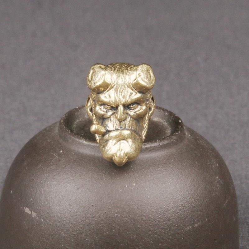 

Brass Hellboy EDC Knife Pendant: Retro Paracord Keychain Charm, Braided Rope Bead, Handmade Accessory