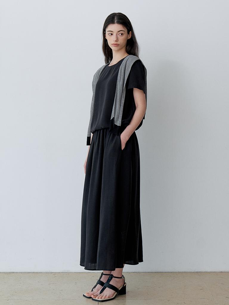 LE STUDIO Puff Blouse + Easy Skirt Set (Bk)